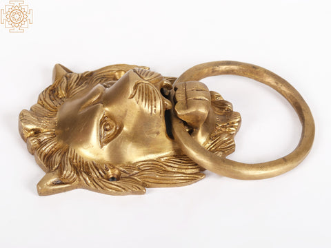 6" Brass Lion Face Door Knocker | Home Temple Decor