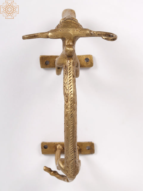 7" Brass Tribal Buffalo Door Handle | Unique Home Decor