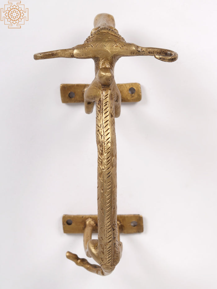 7" Brass Tribal Buffalo Door Handle | Unique Home Decor