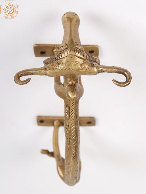 7" Brass Tribal Buffalo Door Handle | Unique Home Decor