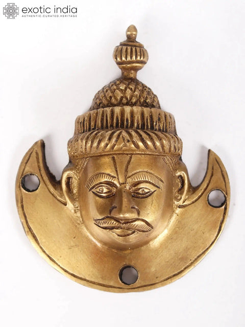 3Ó Small Face of Chandra Wall Hanging in Brass