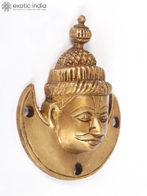 3” Small Face of Chandra Wall Hanging in Brass