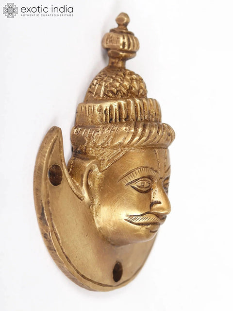 3Ó Small Face of Chandra Wall Hanging in Brass