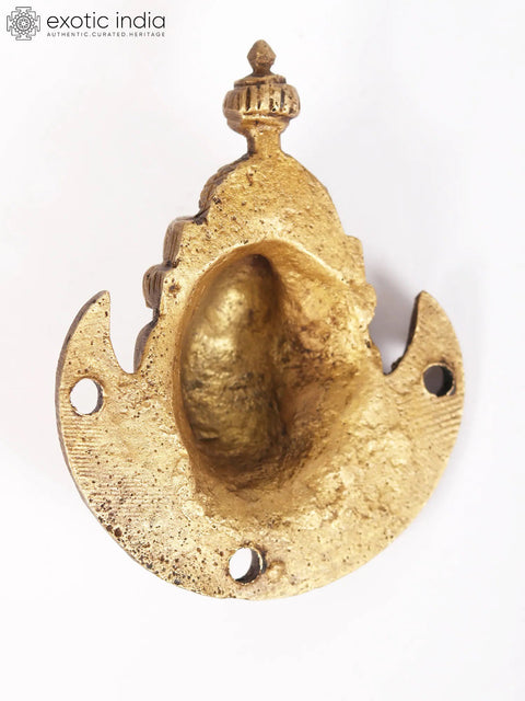 3” Small Face of Chandra Wall Hanging in Brass