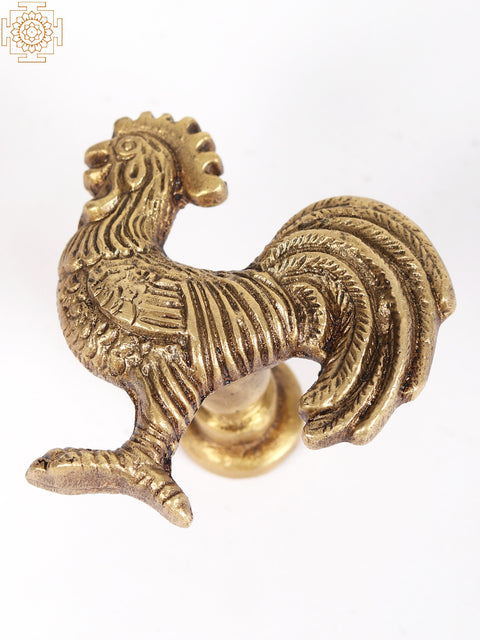 2” Small Rooster Door Knob in Brass
