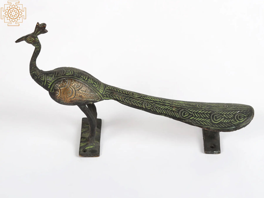 9" Brass Peacock Door Handle for Home Decor