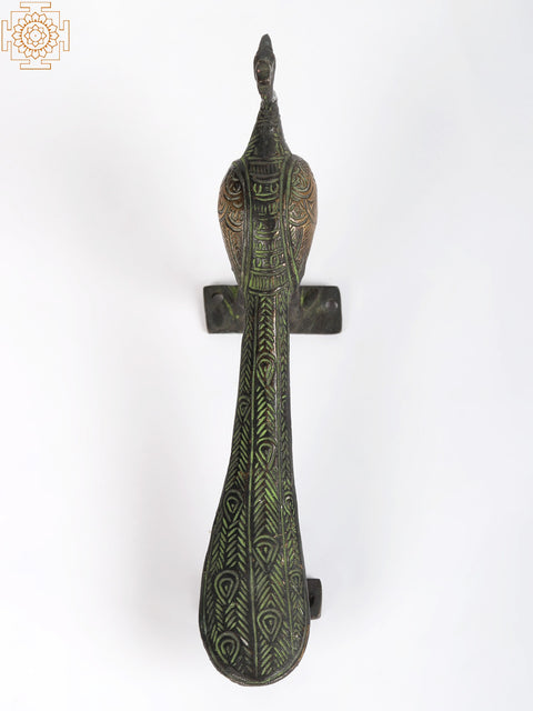 9" Brass Peacock Door Handle