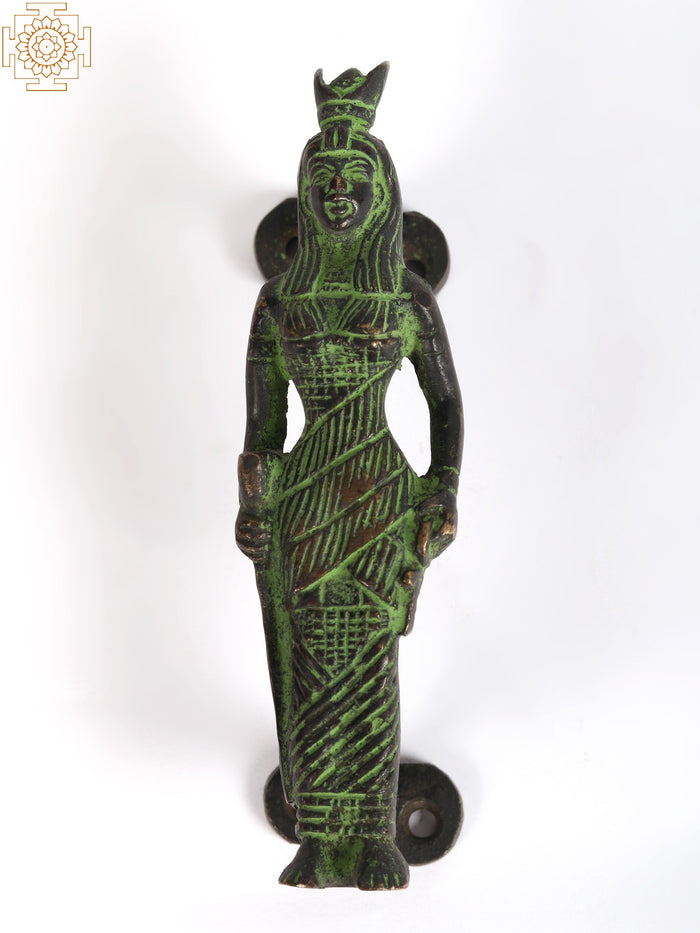 5" Brass Egyptian Queen Door Handle Statue