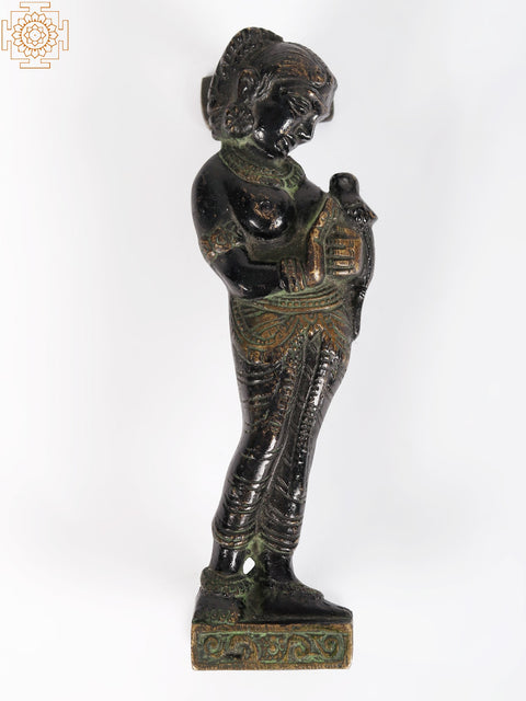 6" Brass Khajuraho Parrot Lady Door Handle
