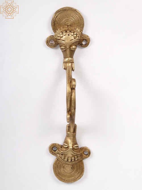 Brass Two-Faced Tribal Ganesha Door Handle