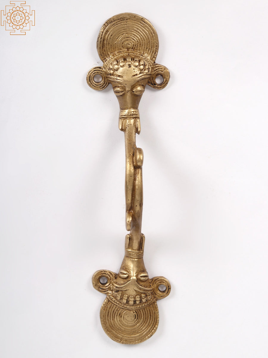 Brass Two-Faced Tribal Ganesha Door Handle