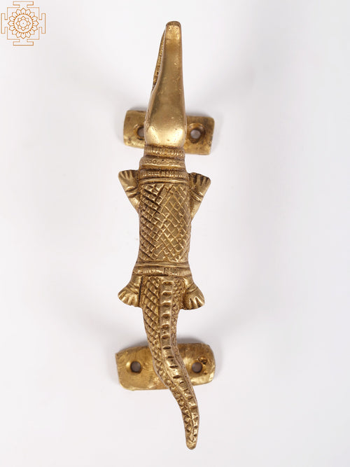 6" Brass Crocodile Door Handle Handmade