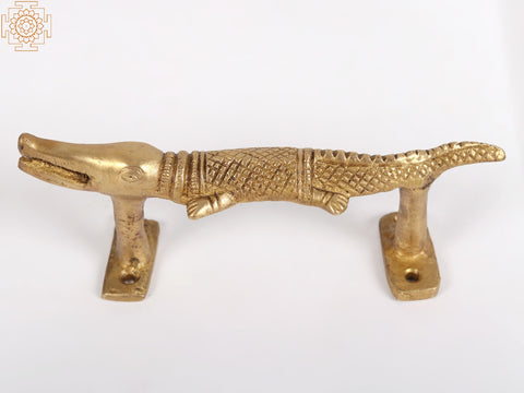 6" Brass Crocodile Door Handle