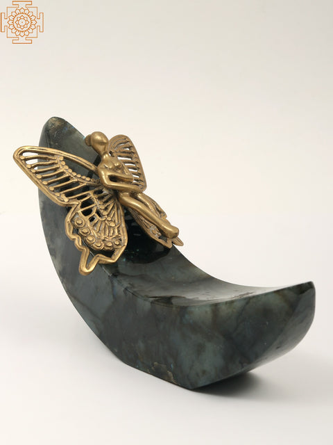 9" Brass Angel on Labradorite Gemstone Base