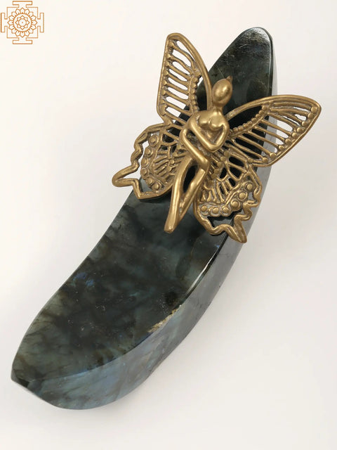 9" Brass Angel on Labradorite Gemstone Base