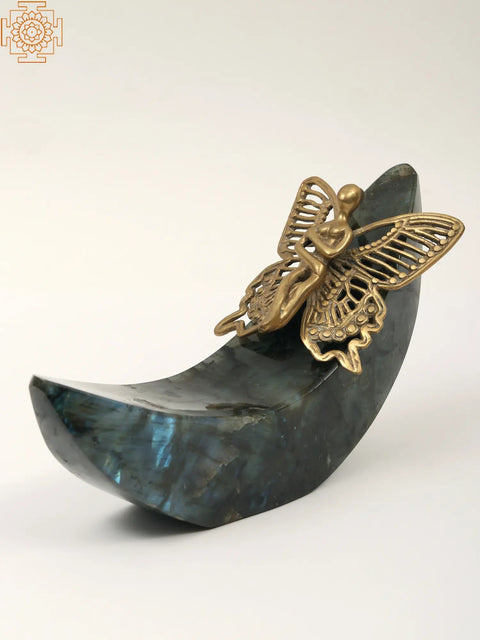 9" Brass Angel on Labradorite Gemstone Base