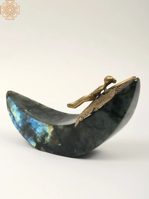 9" Brass Angel on Labradorite Gemstone Base