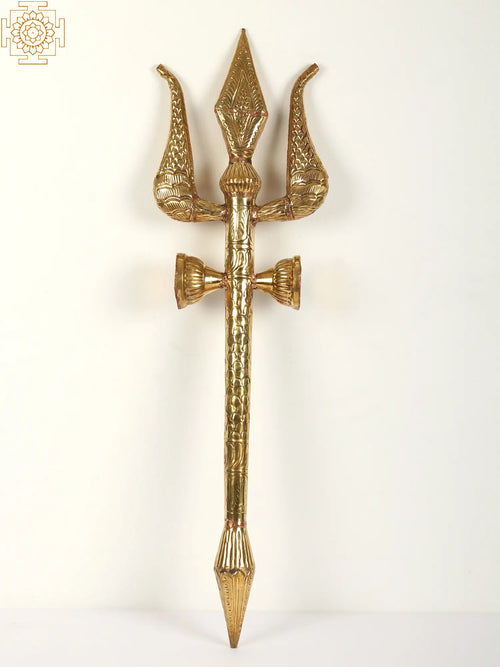 Lord Shiva Trishul with Damru Brass Statue