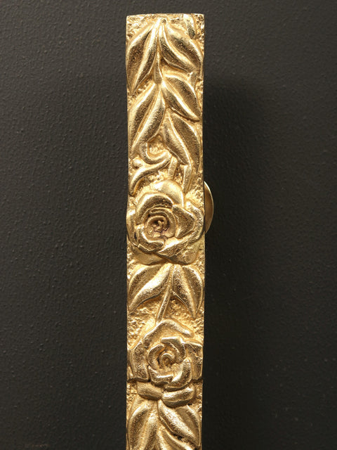 23" Heavy Brass Floral Design Door Handle