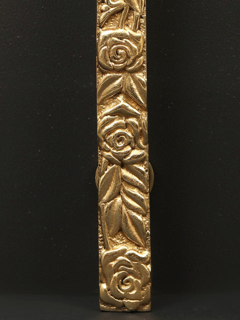 23" Heavy Brass Floral Design Door Handle