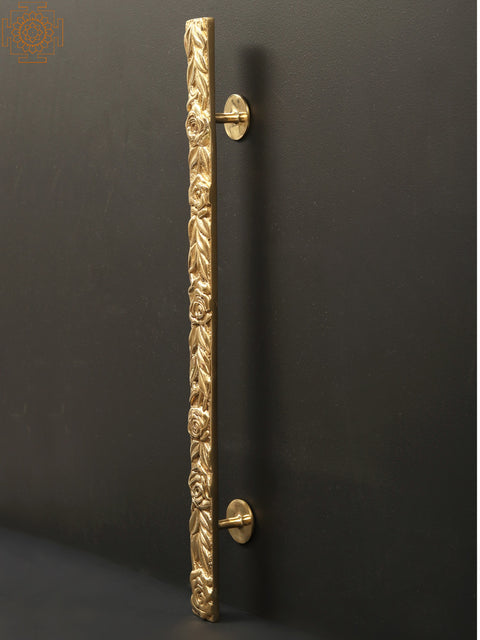 23" Heavy Brass Floral Design Door Handle