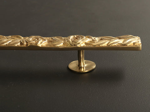 23" Heavy Brass Floral Design Door Handle