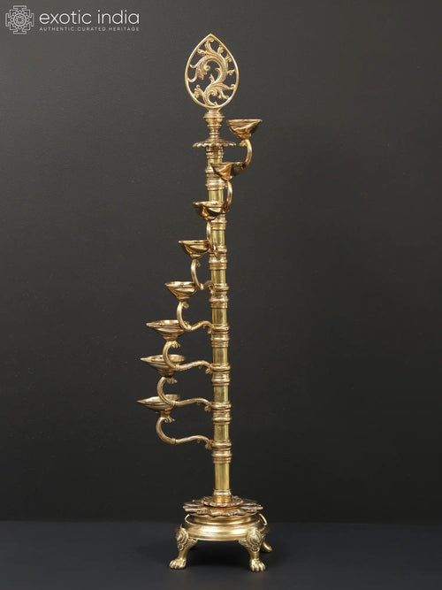 32" Large Eight Wicks Brass Designer Lamp for Home Decor