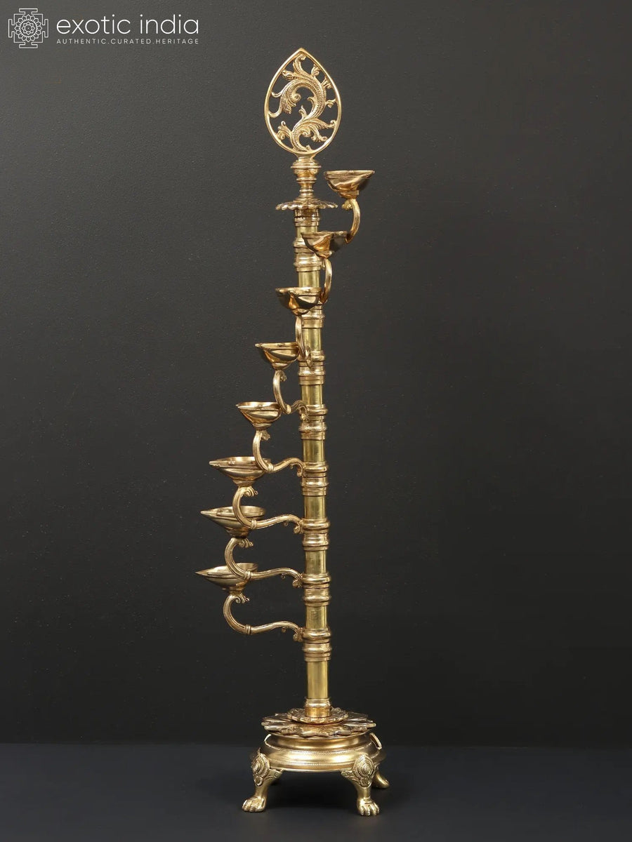 32" Large Eight Wicks Brass Designer Lamp for Home Decor