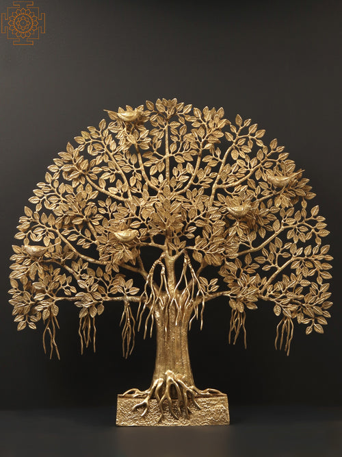 33" Brass Tree of Life Statue with Stand