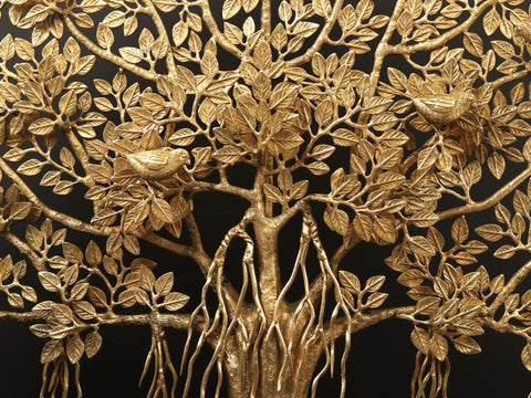 33" Large Brass Tree of Life with Stand