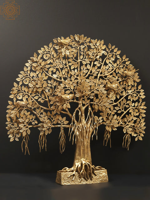 33" Large Brass Tree of Life with Stand