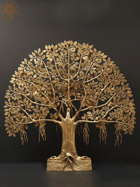 33" Large Brass Tree of Life with Stand