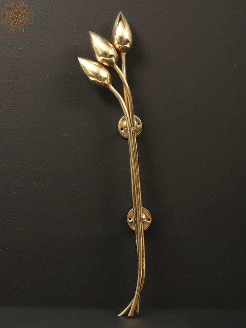 25" Brass Flower Buds Designer Door Handle for Home Decor