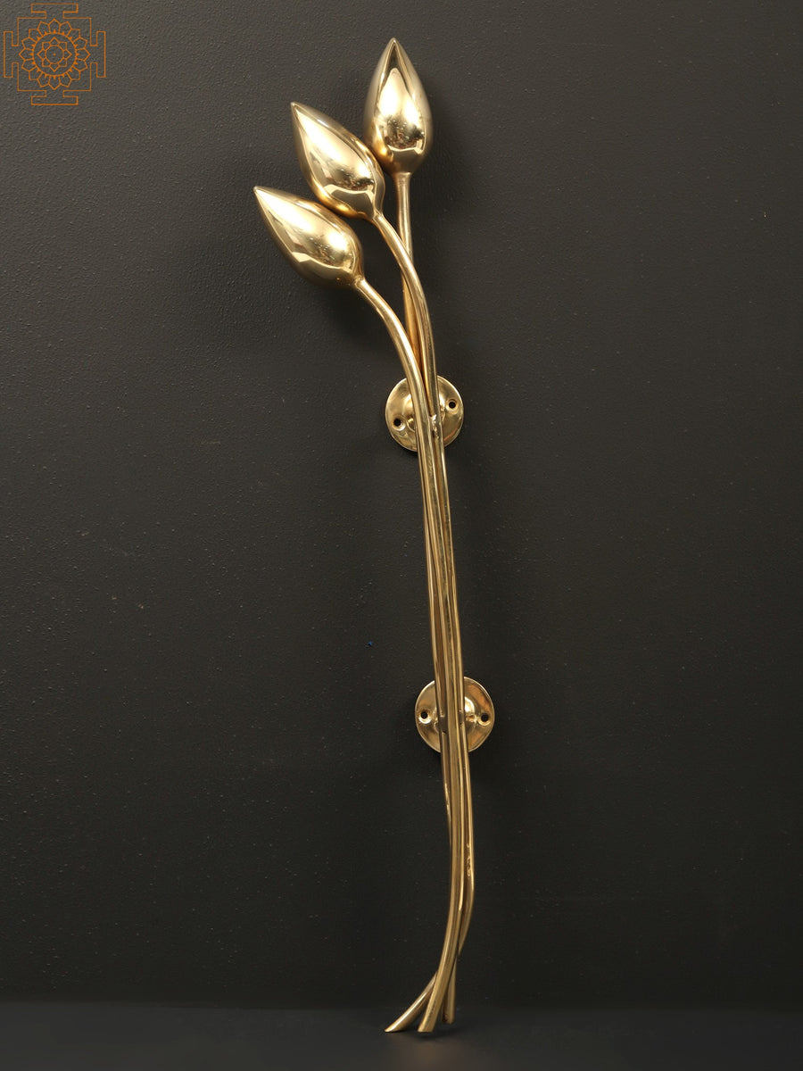 25" Brass Flower Buds Designer Door Handle for Home Decor