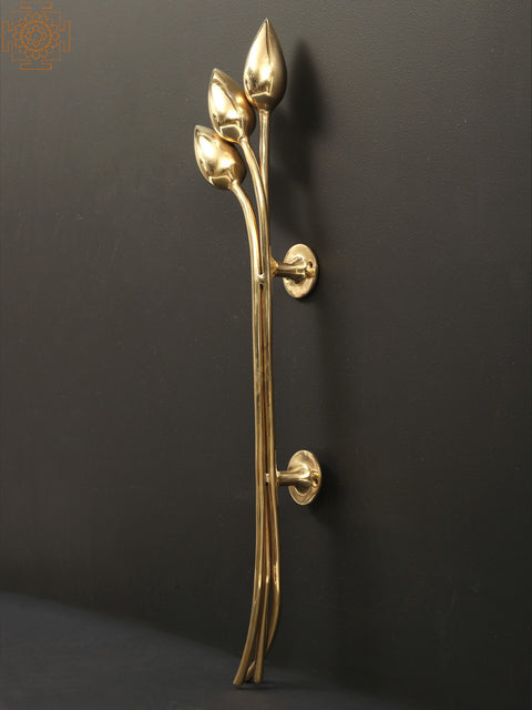 25" Flower Buds Designer Door Handle in Brass