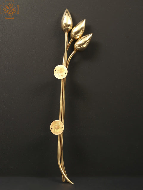 25" Flower Buds Designer Door Handle in Brass