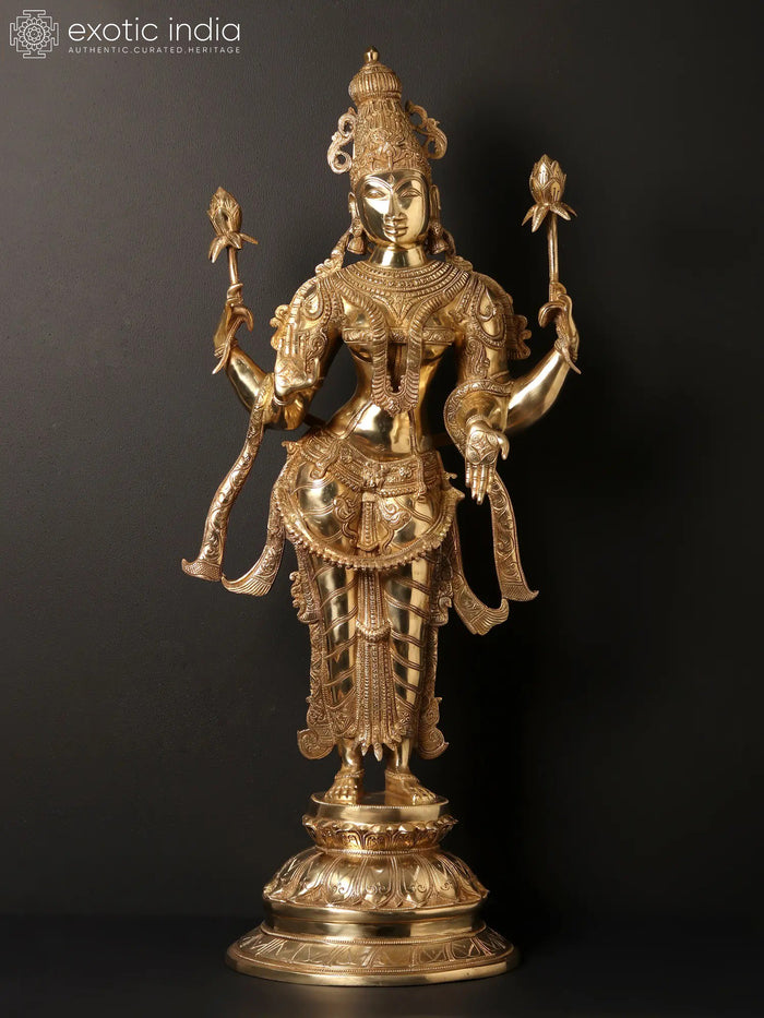 Hiranyavarna Golden Lakshmi Brass Idol for Pooja