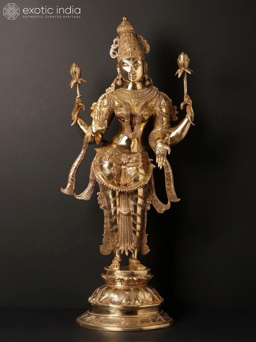 Hiranyavarna Golden Lakshmi Brass Idol for Pooja