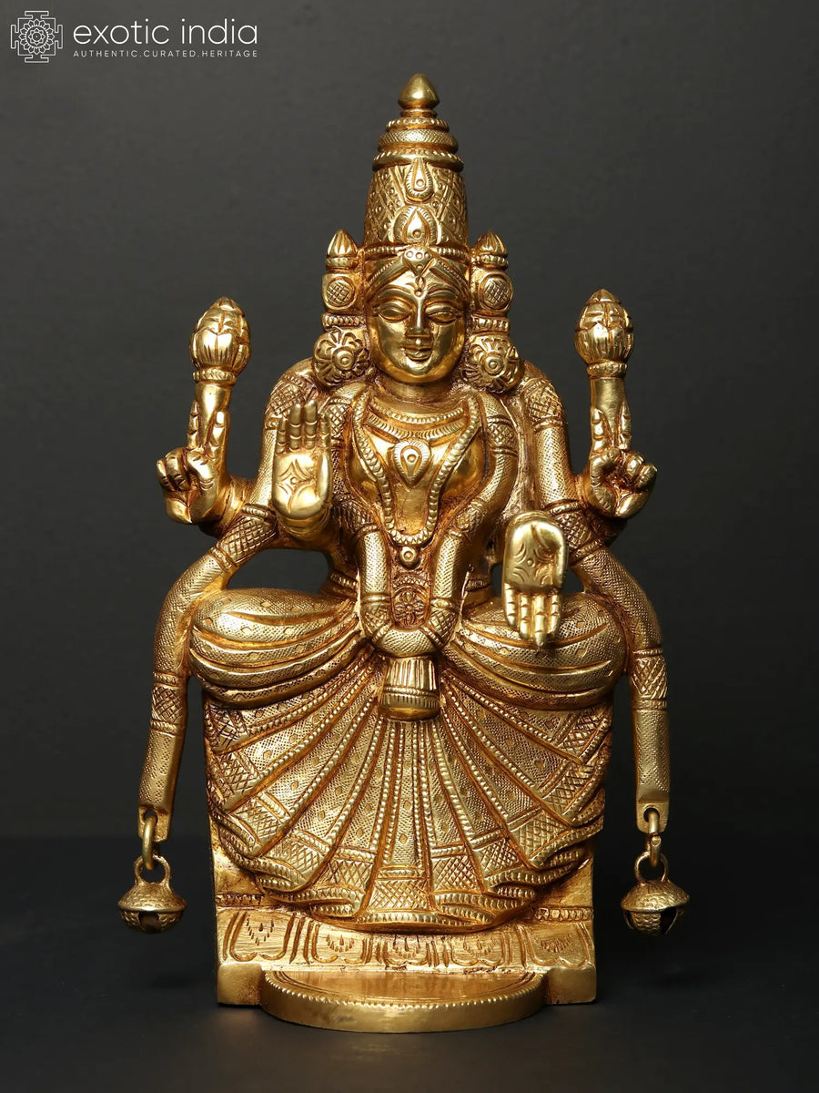 9" Goddess Padmavati Brass Idol for Pooja