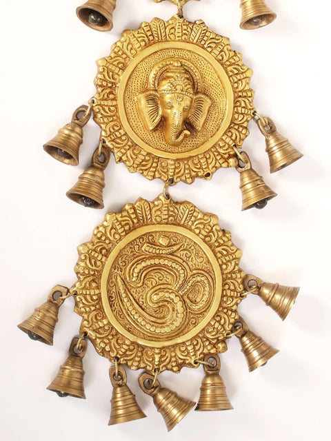 20" Brass Ganesha Wall Hanging Bells