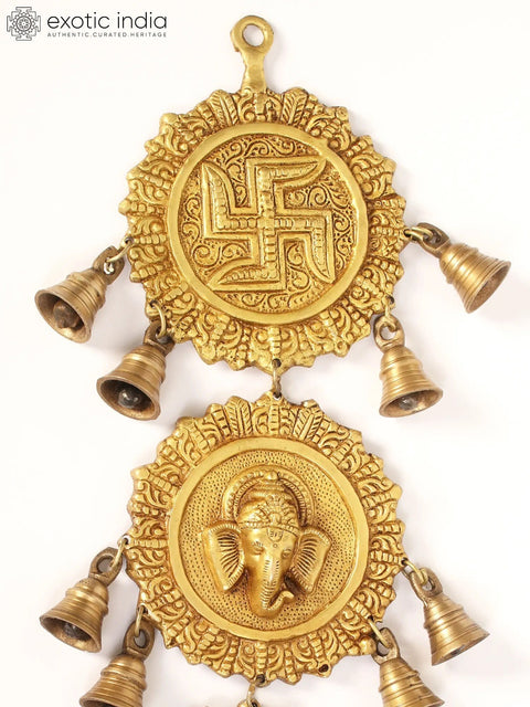 20" Brass Ganesha Wall Hanging Bells