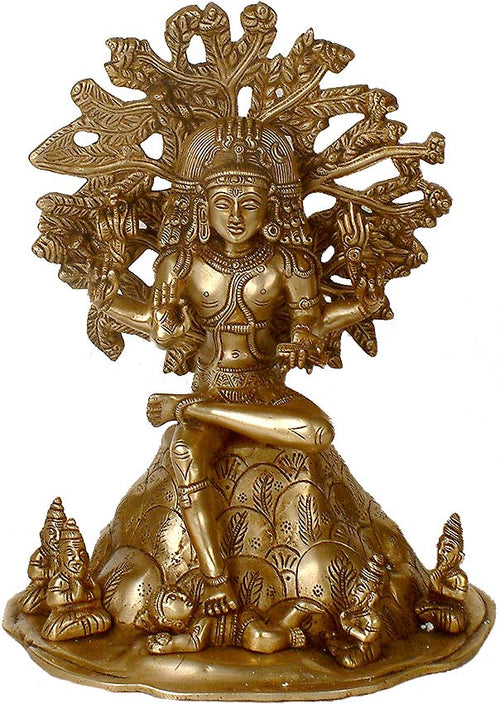 11" Handmade Dakshinamurti Shiva Brass Statue for Home Pooja