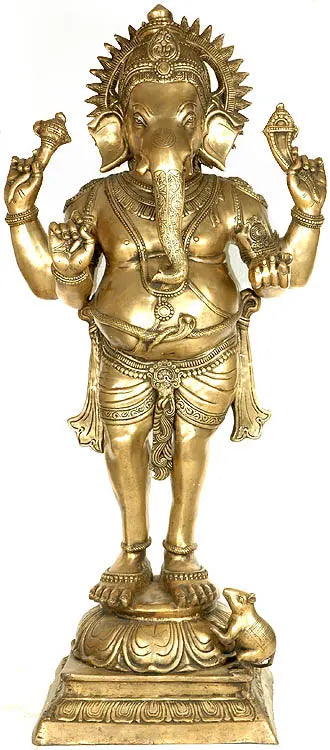 51" Lord Ganesha Brass Statue with Short Dhoti Handmade