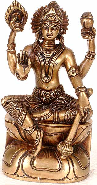 6" Lord Vishnu Brass Statue Handmade