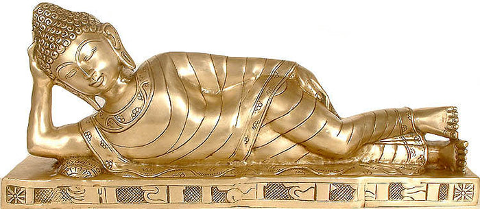 12" Large Size Mahaparinirvana Buddha In Brass | Handmade | Made In India