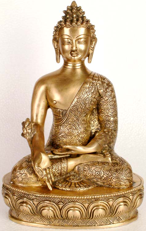 Handmade Brass Medicine Buddha Statue - Tibetan Buddhist Spiritual Art