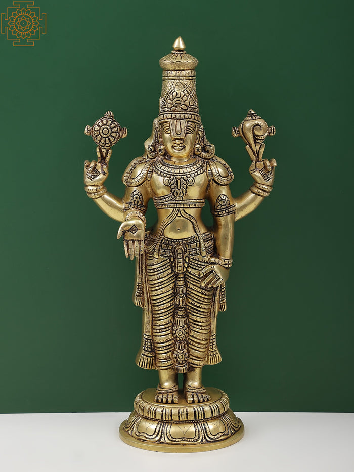 18" Brass Lord Venkateshvara Idol for Pooja