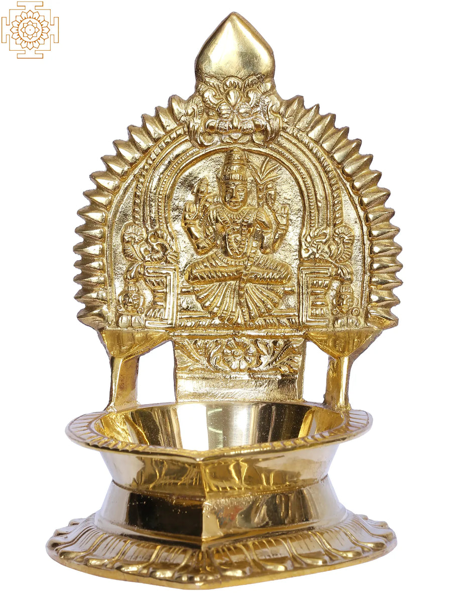 6" Kamakshi Devi Brass Lamp Idol for Pooja