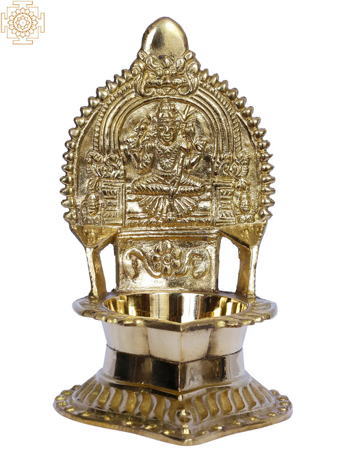 5" Brass Kamakshi Devi Pooja Lamp for Home Worship