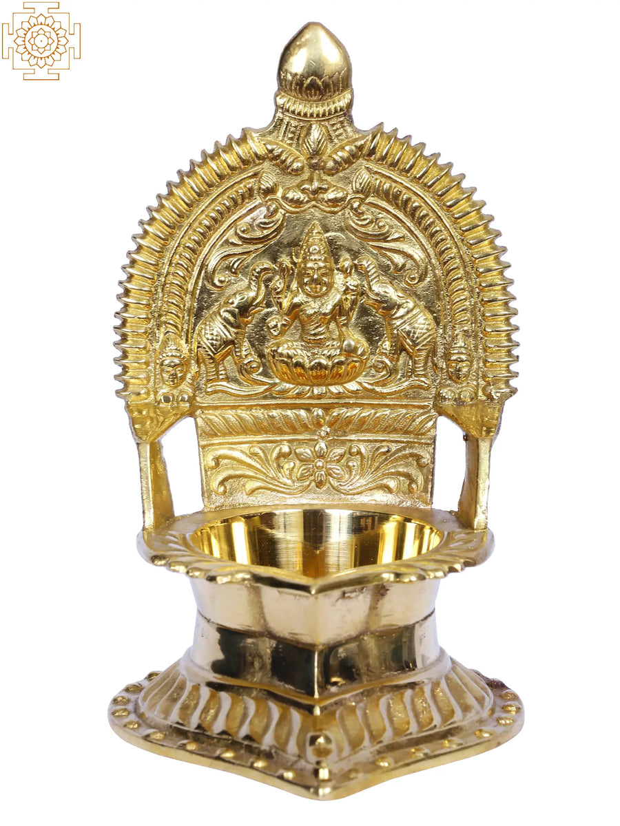 5" Gajalakshmi Brass Oil Lamp for Pooja